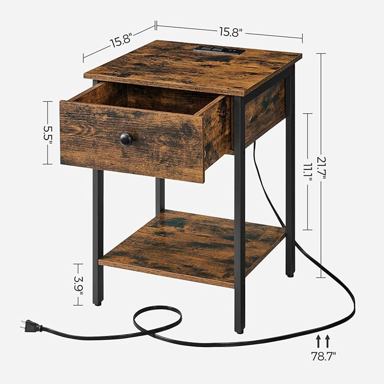 Nightstand with Charging Outlets | VASAGLE