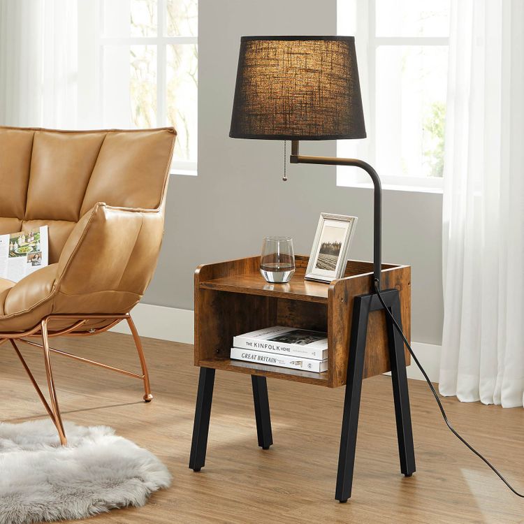 Bedside Table with Lamp