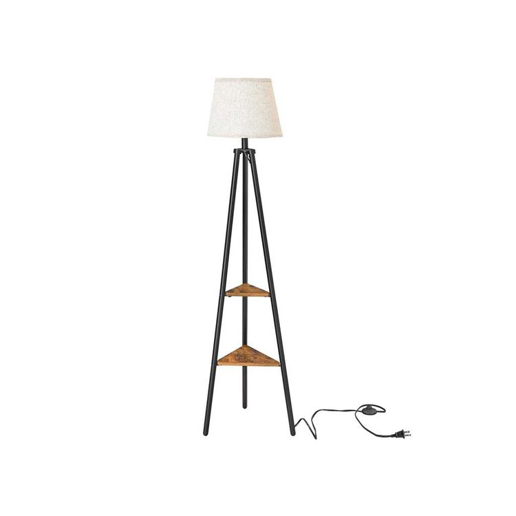 Industrial Free-Standing Floor Lamp with Shelves