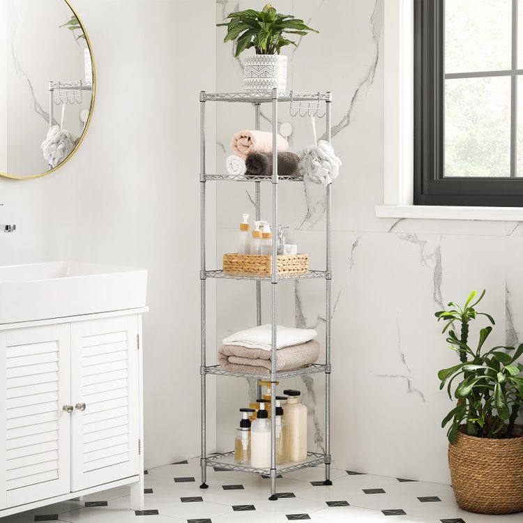 SONGMICS Bathroom Shelf, Storage Rack for Small Space, Total Load ...