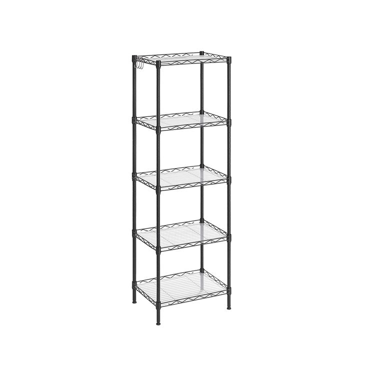Black 5-Tier Height-Adjustable Kitchen Storage Shelf