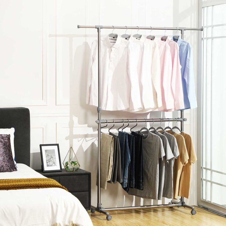 Double Garment Rack with Wheels Home Storage SONGMICS