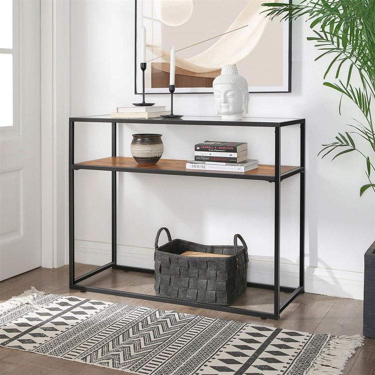Industrial Glass Top Console Table on Sale Home Furniture VASAGLE