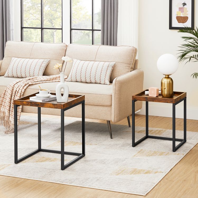 VASAGLE Industrial Nesting Tables, Set of 2 Side Tables, End Tables ...