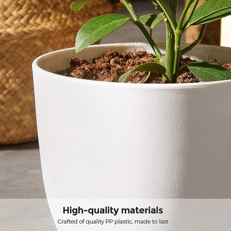 SONGMICS Plastic Plant Pots, Set of 5 Plastic Planters, 7/6.2/5.5/5/4.5