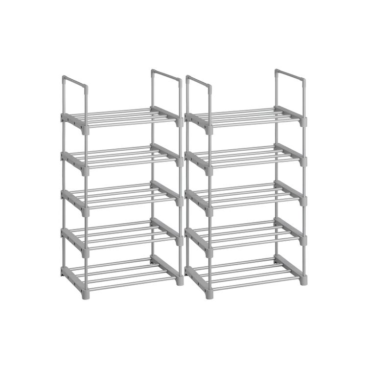 Set of 2 Metal Shoe Storage Organizer with 5 Shelves