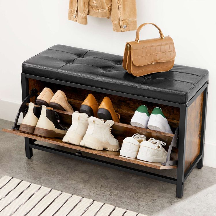 Shoe Bench With Flip Door And Cushion Home Storage Vasagle By Songmics 9007