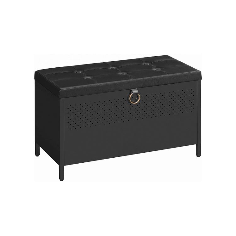 Black Storage Bench with Cushion Lid SONGMICS