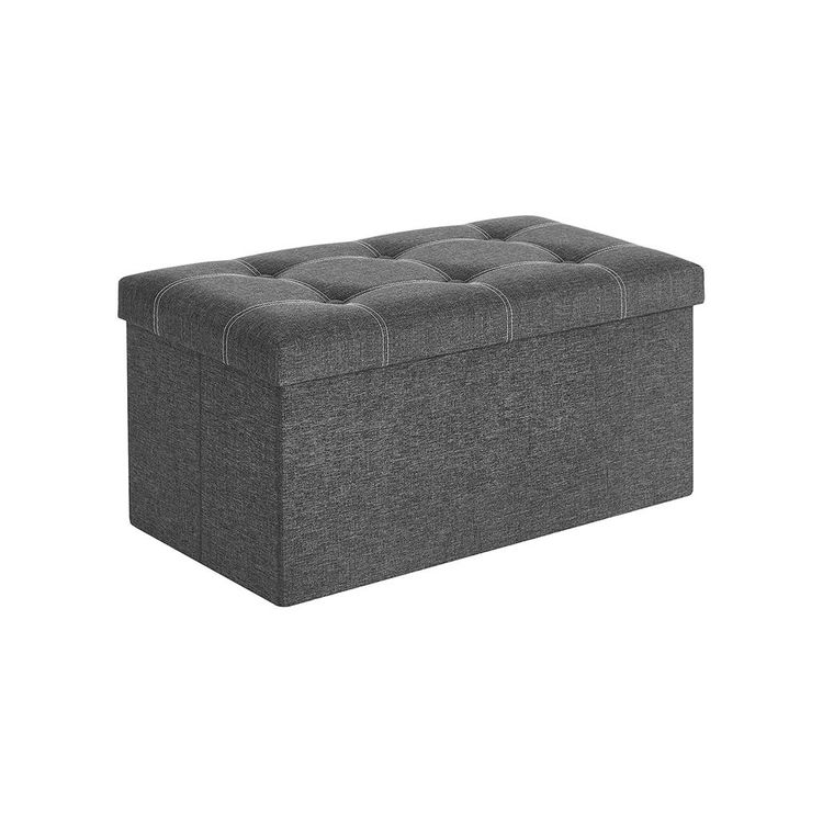 Gray Foldable Storage Ottoman Bench
