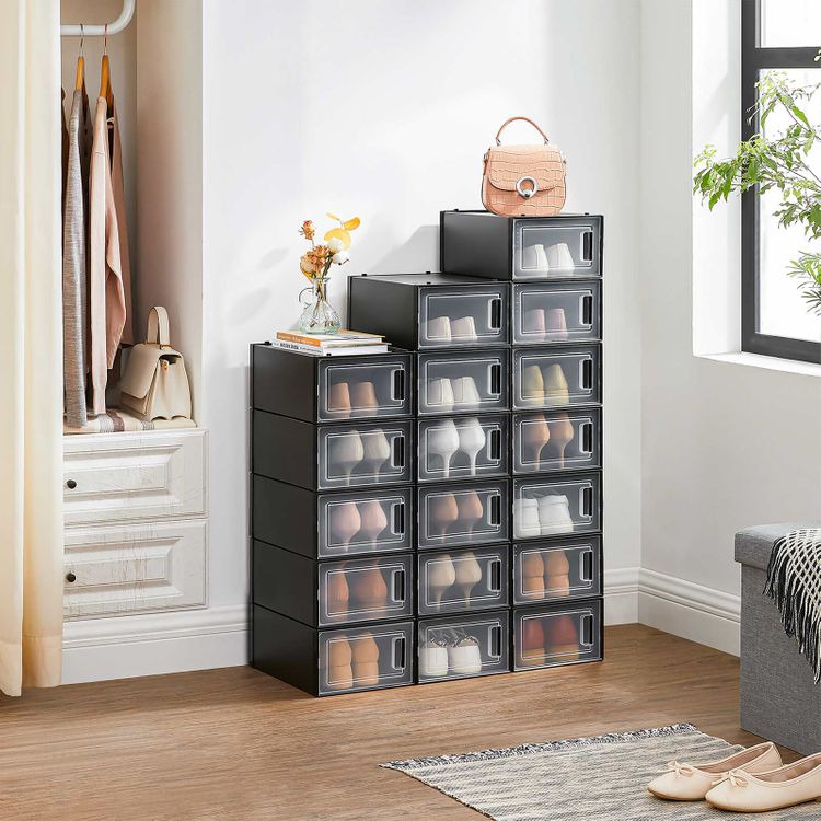 Set of 18 Black Shoe Storage Boxes for Sale | Home Storage ...