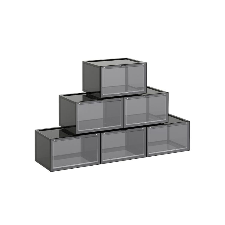 Pack of 6 Gray Shoe Organizer Boxes