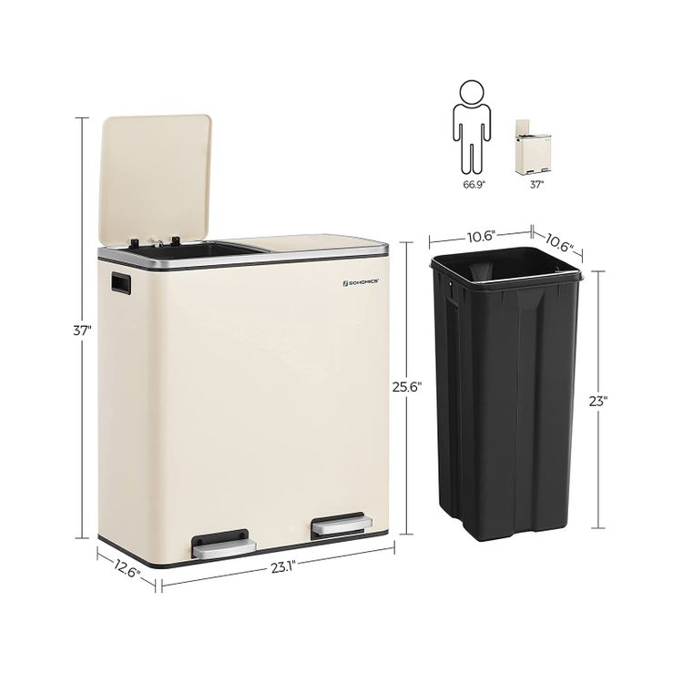 Dual Step Trash Can with Inner Buckets Home Storage & Organization