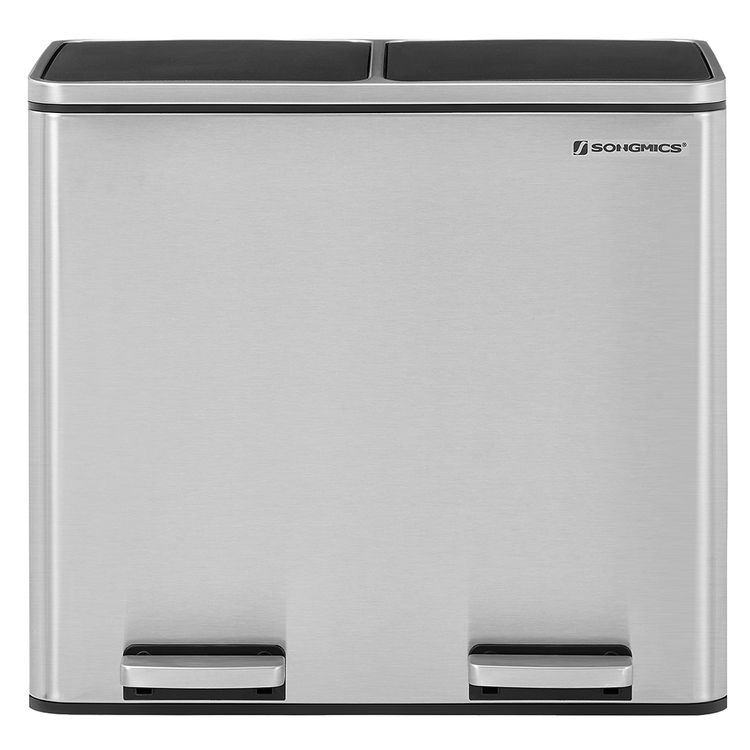 Silver Dual Trash Can with Lid for Sale Home Storage & Organization