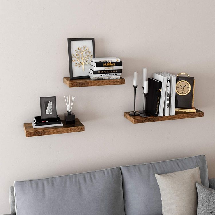 Rustic Brown Floating Shelves - Floating Shelf | VASAGLE by SONGMICS