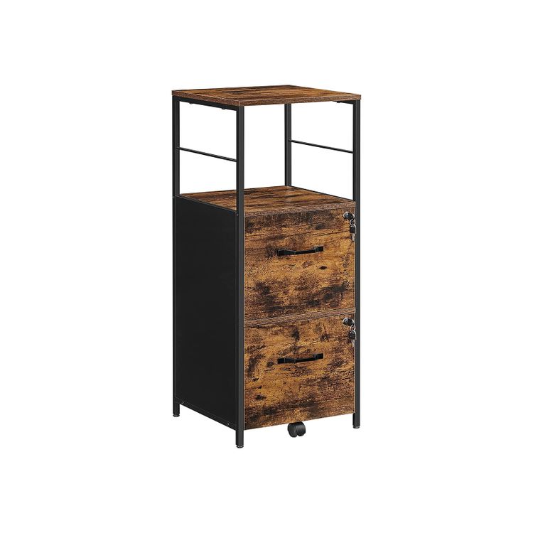 Rustic Brown Filing Cabinet with 2 Drawers