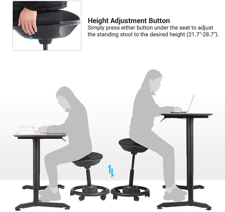 Black Height Adjustable Office Stool Chair | Home Office | SONGMICS