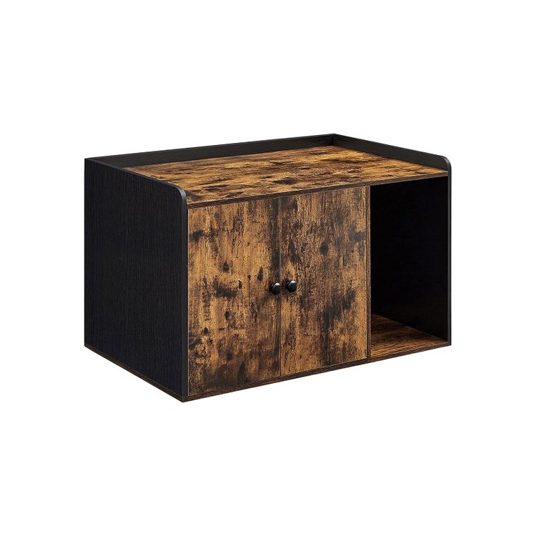 Brown & Black Cat Litter Box Cabinet