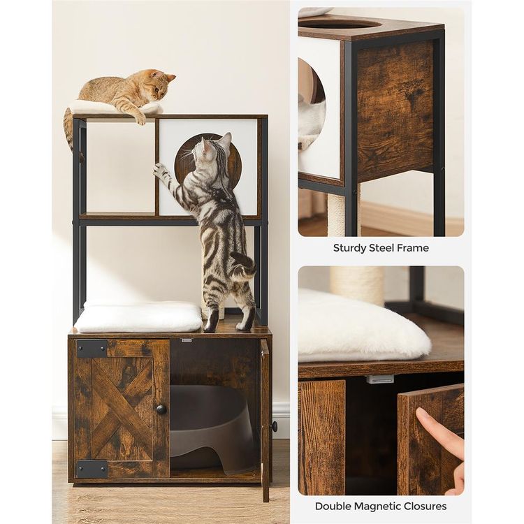 Cat Tree with Litter Box Enclosure FEANDREA