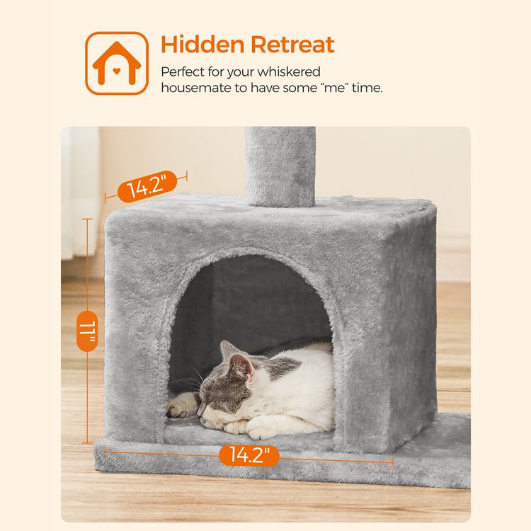 Gray Cat Condo with Bed FEANDREA Cat Tree