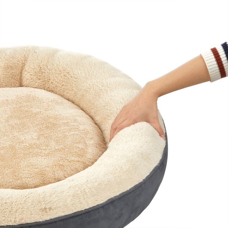FEANDREA Dog Bed, Donut Cat Bed, Washable Pet Sofa, AntiSlip, Round