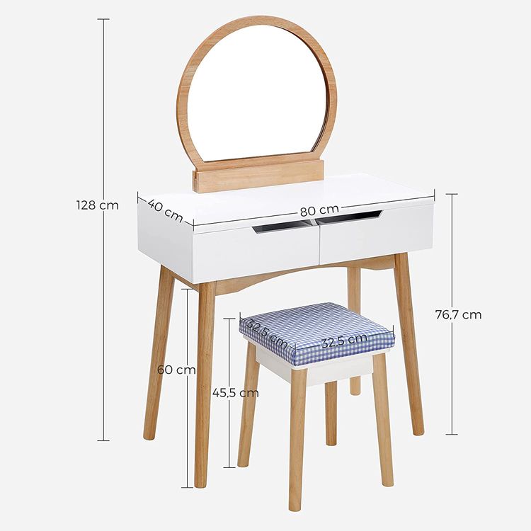 Makeup Table with Round Mirror | Home Furniture | VASAGLE by SONGMICS