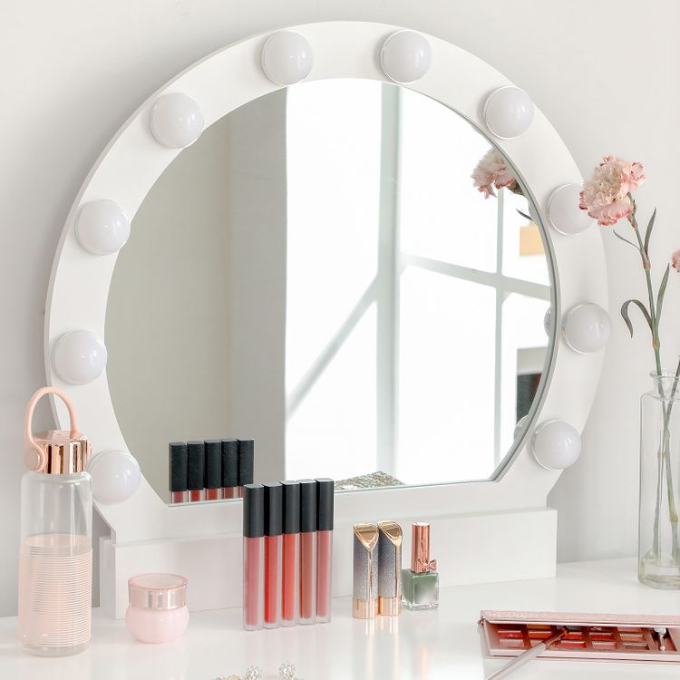 White Makeup Vanity Set with lights Home Furniture VASAGLE by SONGMICS