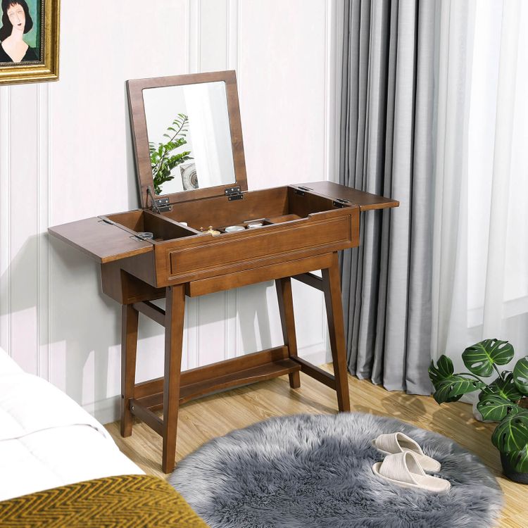 Solid Wood Vanity Table Vanity Table VASAGLE by SONGMICS