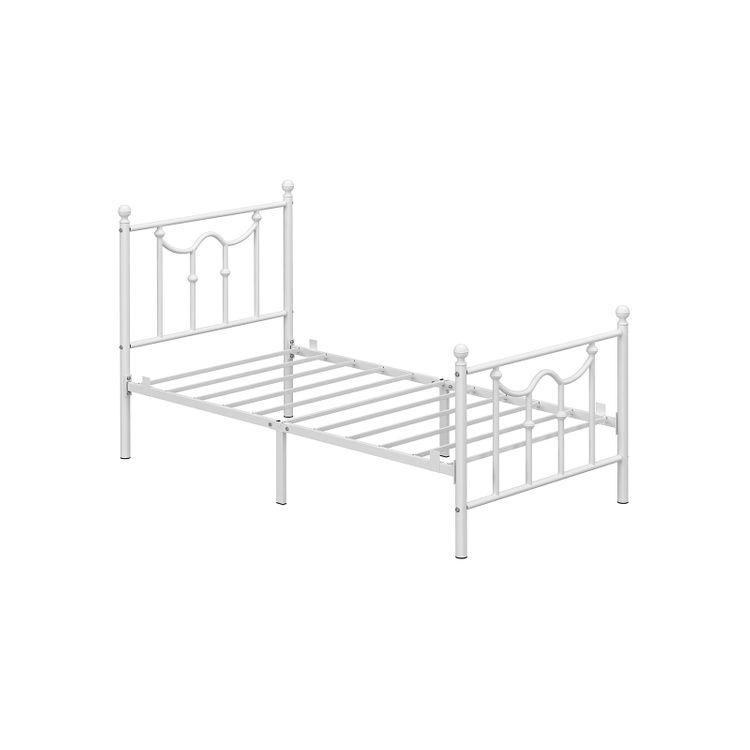 VASAGLE Twin Size Metal Bed Frame with Headboard, Footboard, No Box ...