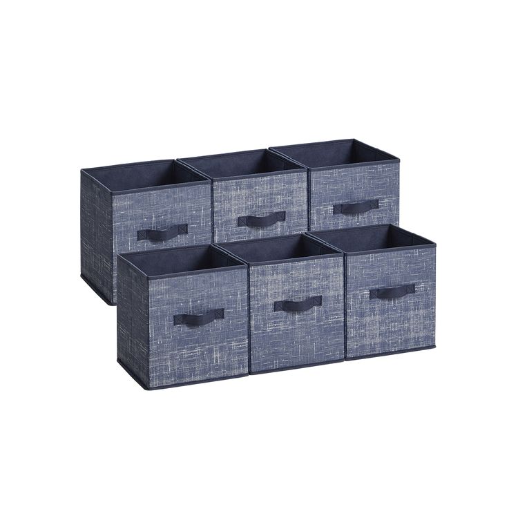 Set of 6 Navy Blue Storage Cubes with Double Handles