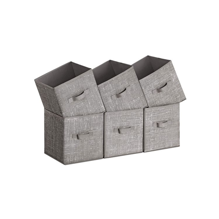 Set of 6 Fabric Storage Bins with Dual Handles
