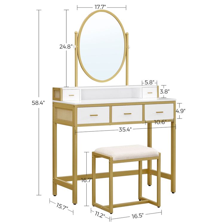 Makeup Vanity Set with Oval Mirror | Home Furniture | VASAGLE by SONGMICS
