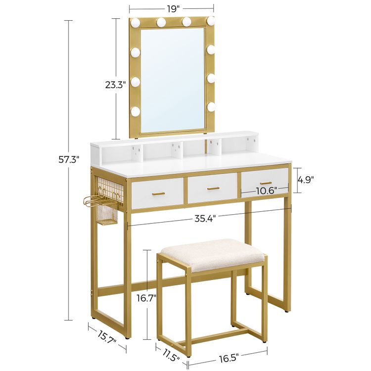 White Makeup Vanity Set with Mirror for Sale | Home Furniture | VASAGLE ...
