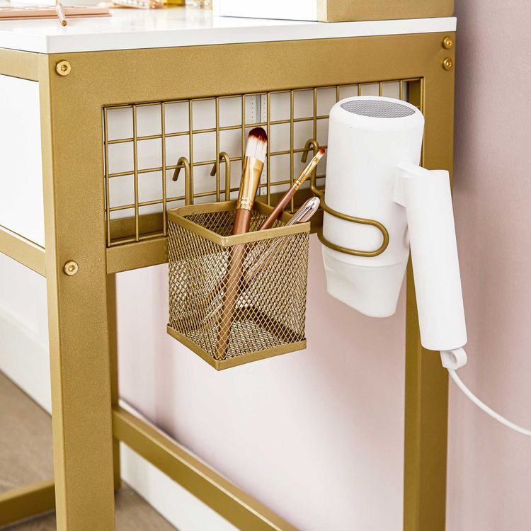 White Small Makeup Table with Lights Home Furniture VASAGLE by SONGMICS