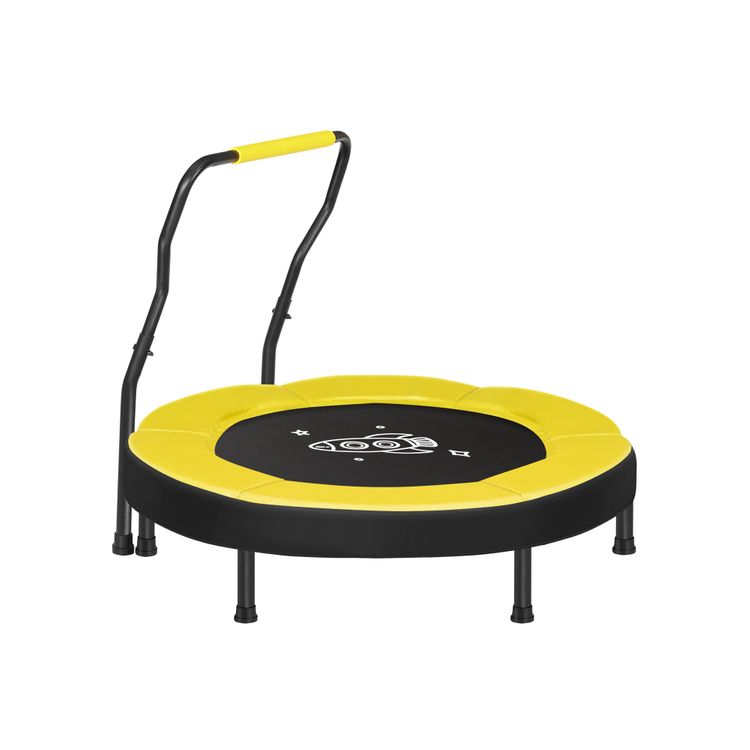 Black & Yellow Mini Trampoline with Handlebar for Kids