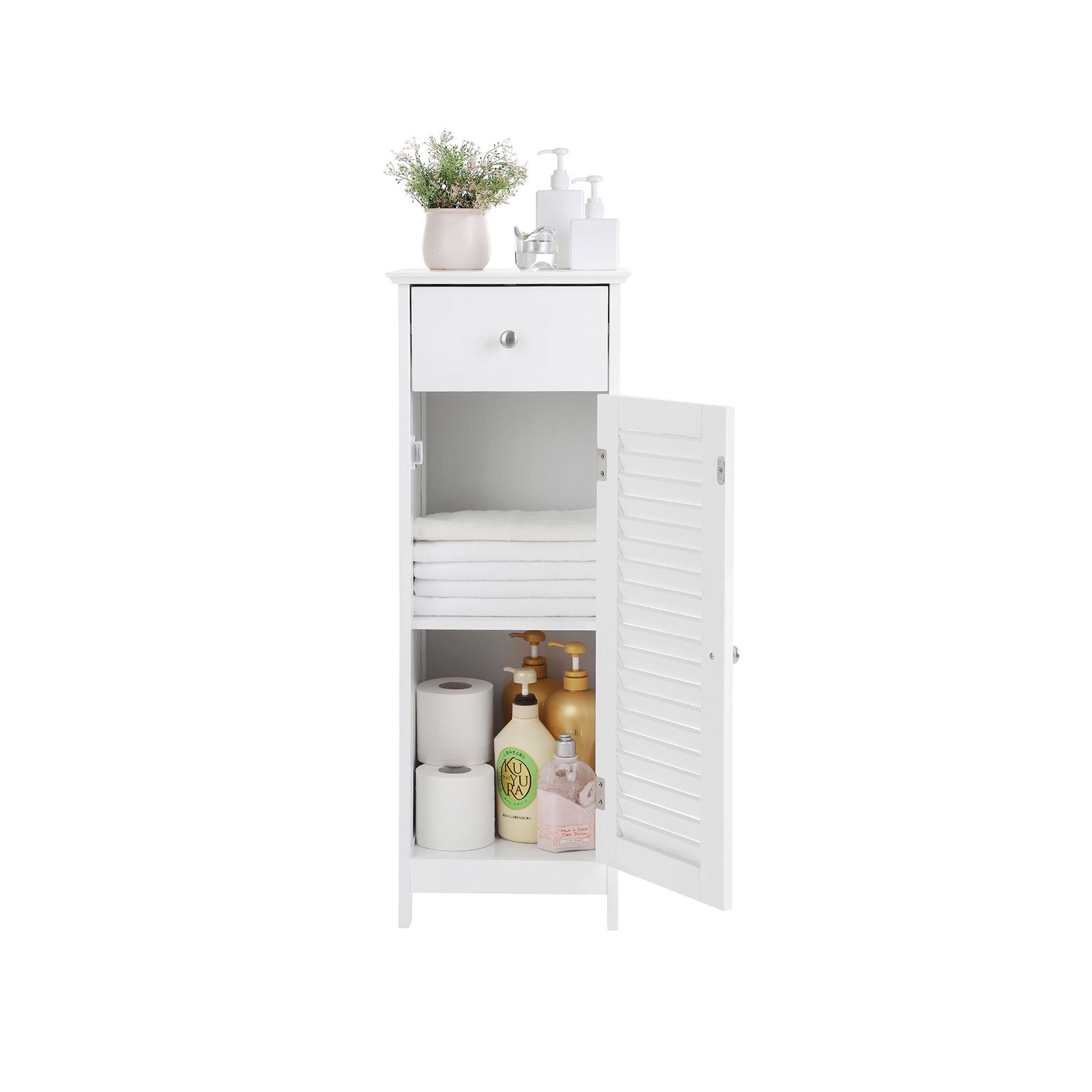Narrow White Storage for Bathroom Home Furniture VASAGLE by