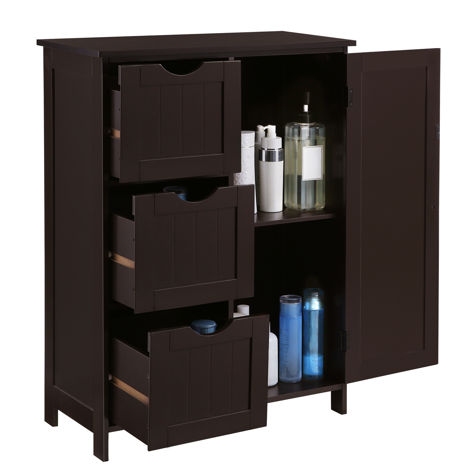 Brown bathroom storage cabinet