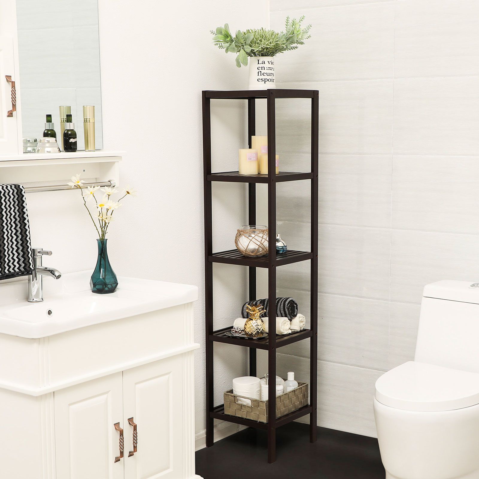 Bamboo Bathroom Storage Shelf