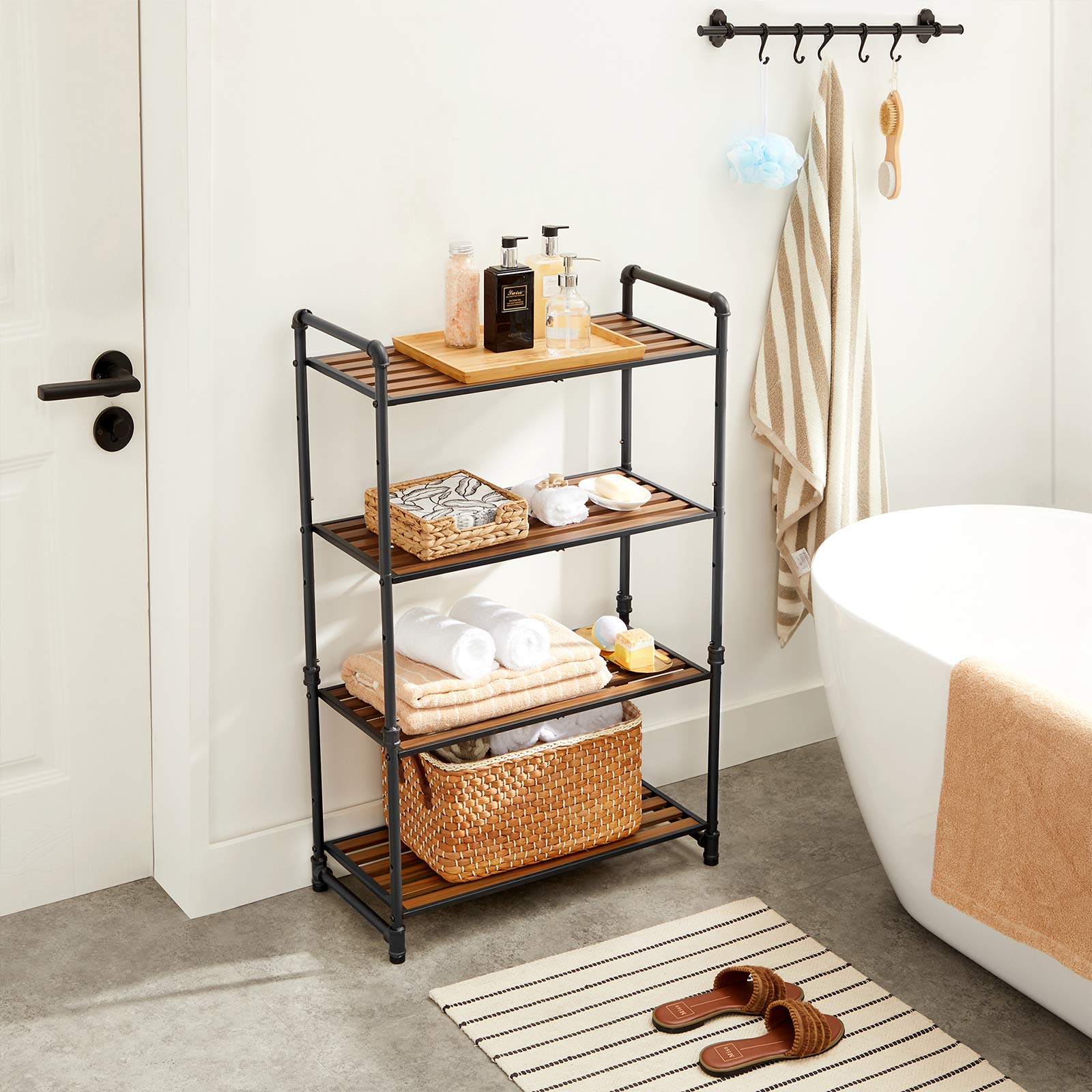 VASAGLE URBENCE 4Tier Storage Rack, Customizable Bathroom Kitchen
