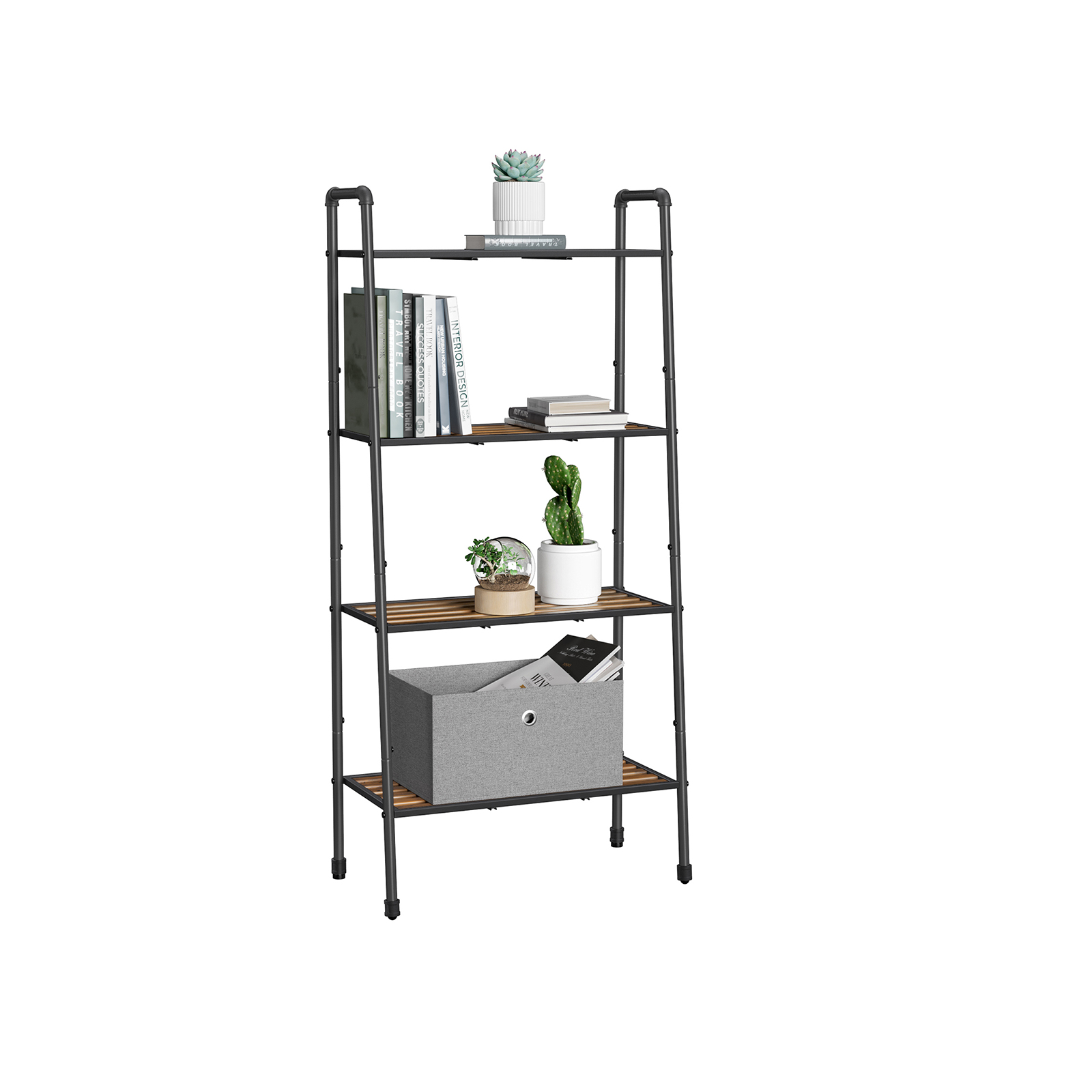 VASAGLE 4Tier Ladder Shelf, Storage Rack, Freestanding Bookshelf
