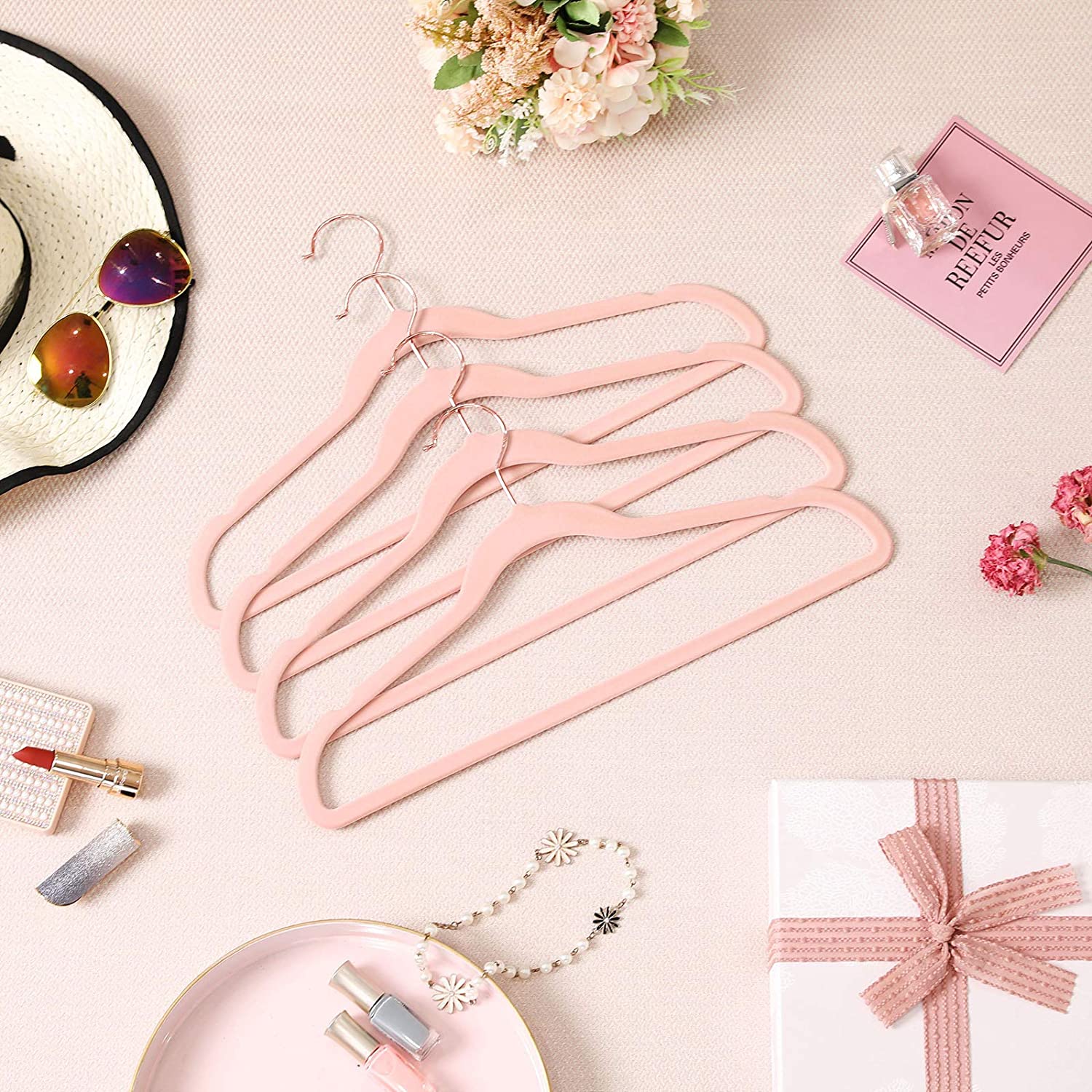 Pink Velvet Hangers 50 Pack for Coat Home Storage & Organization