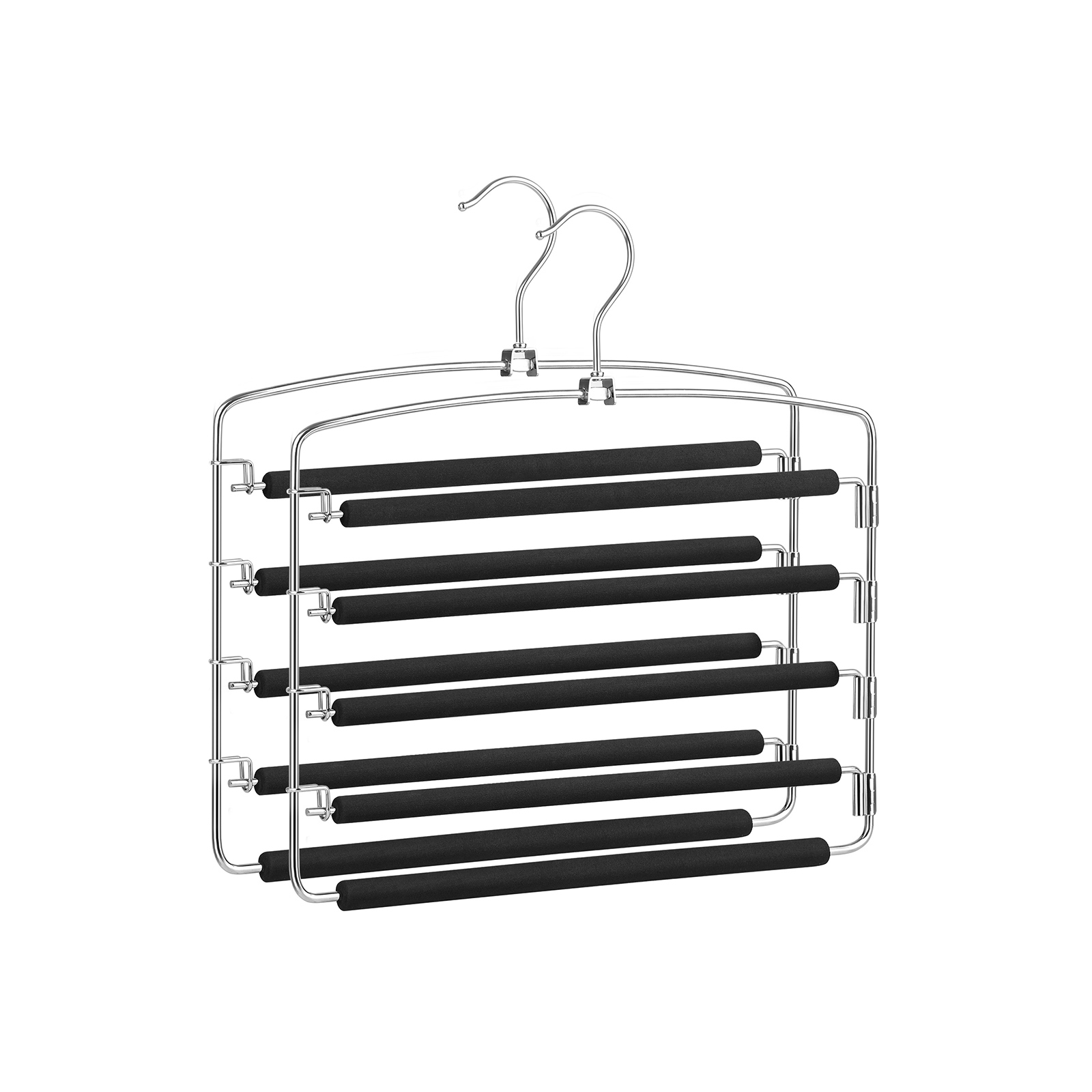 SONGMICS Pants Hangers Space Saving, 5 Layer Pants Hangers, Set of 2