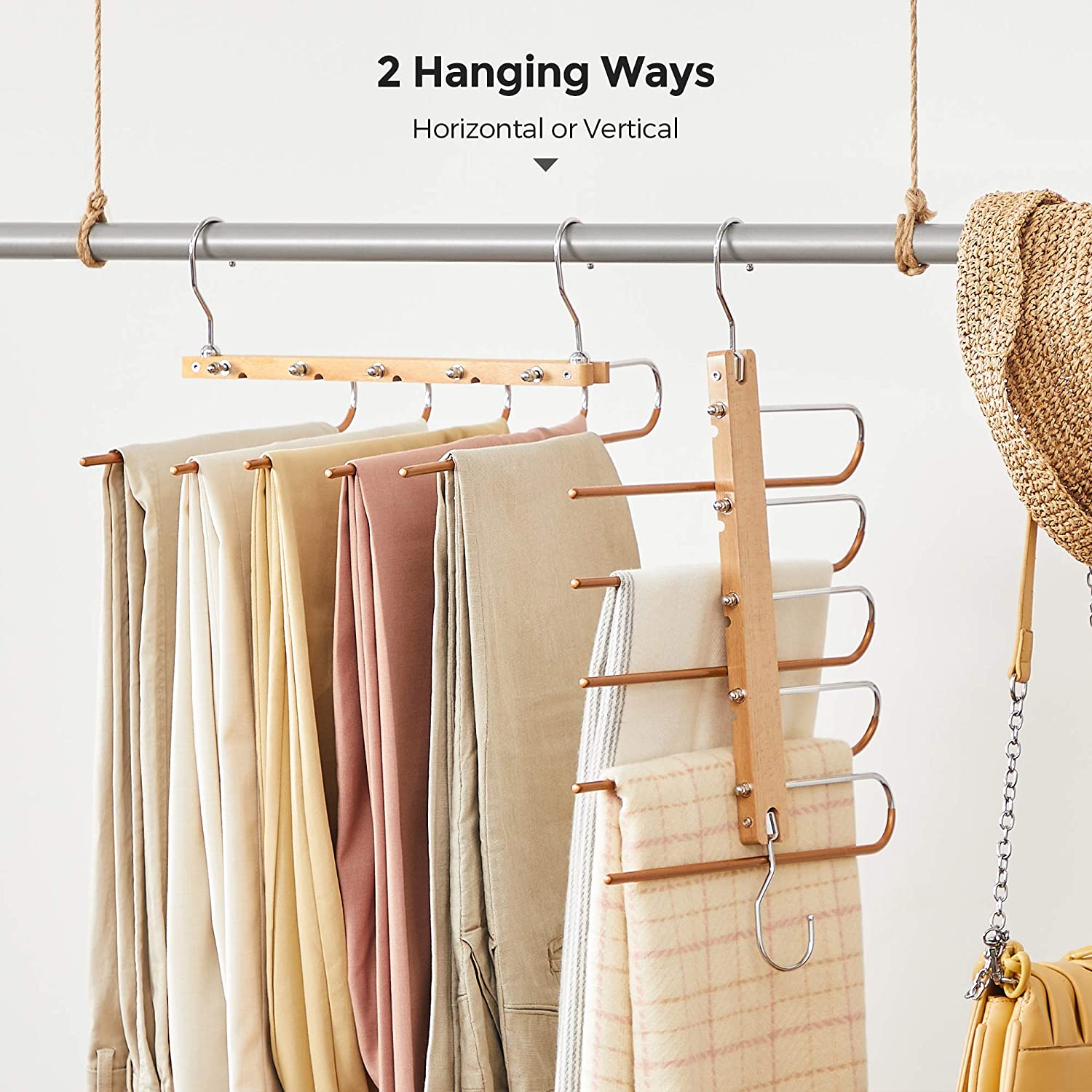 Natural Color Space Saving Pants Hangers SONGMICS