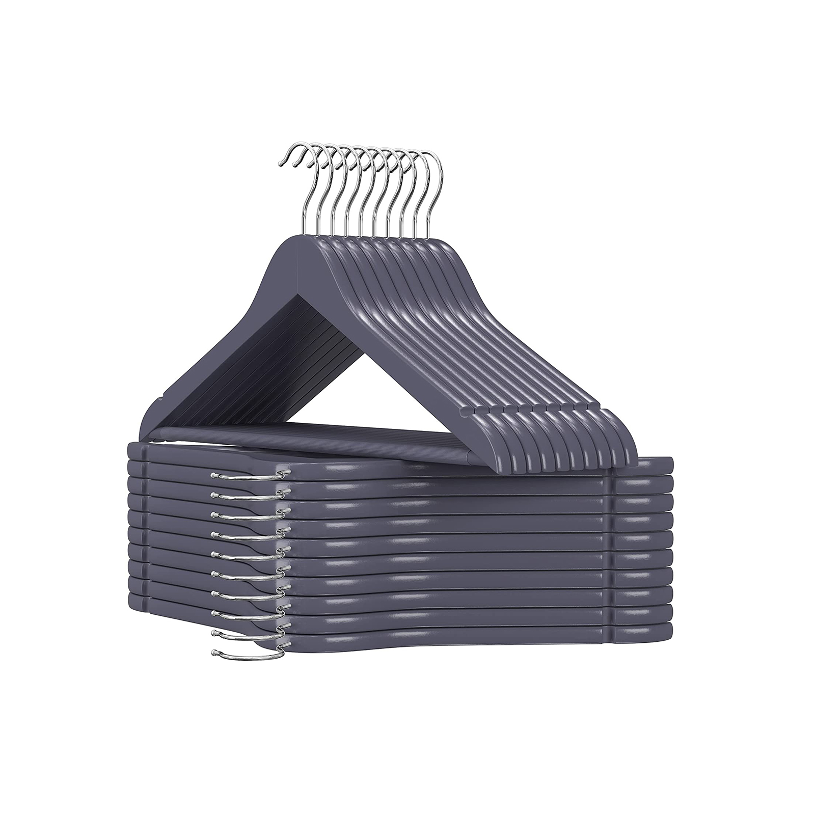 Pack of 20 Gray Wood Coat Hangers SONGMICS