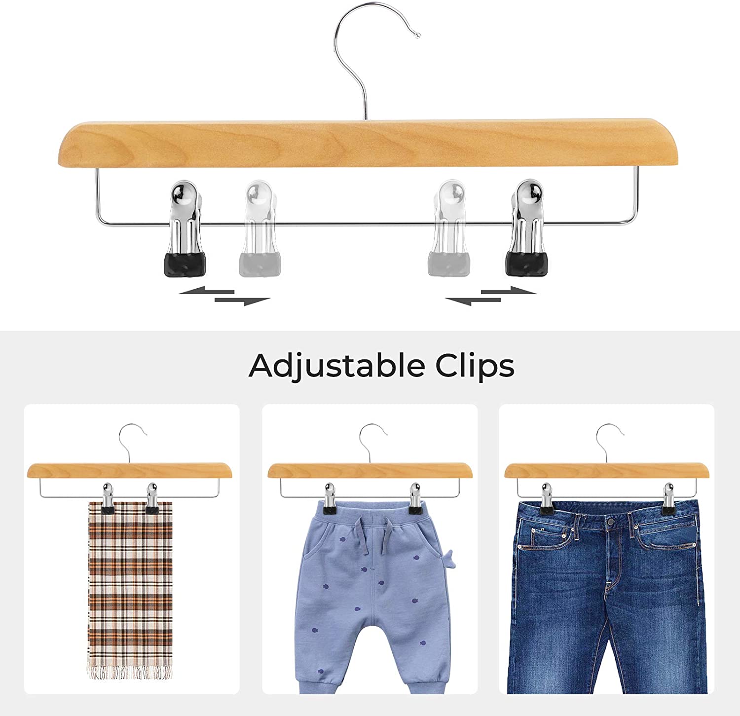 Set of 10 Wooden Pants Hangers for Sale Home Storage & Organization