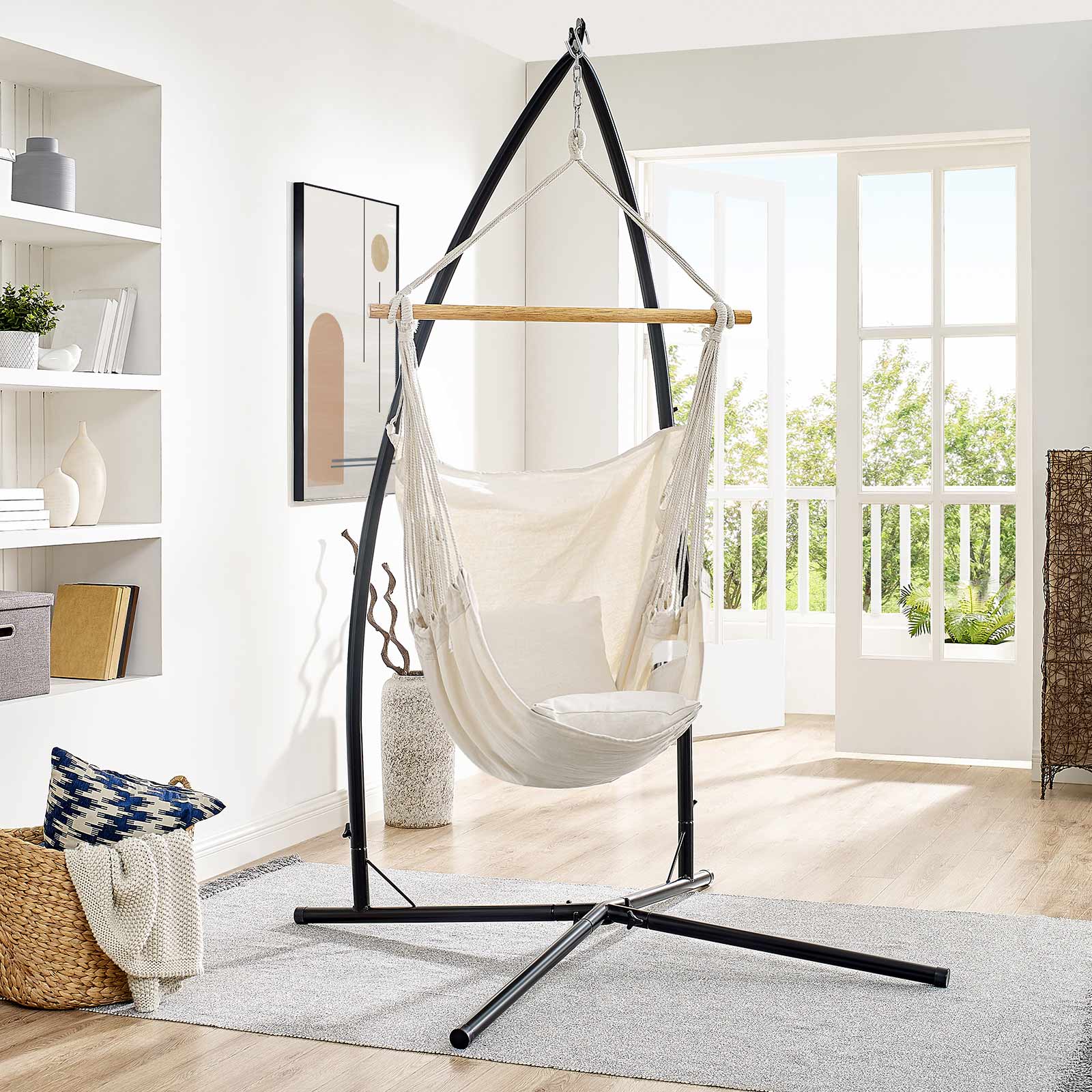 Songmics Hammock Chair With Stand Large Swing Chair With Cushions