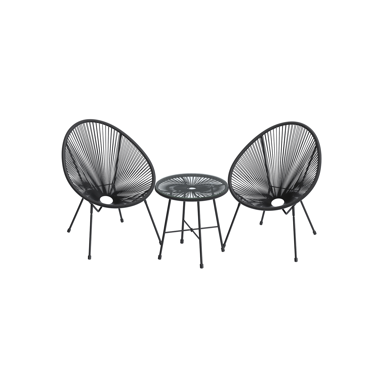Black 3Piece Outdoor Acapulco Chair for Sale Outdoor & Garden SONGMICS