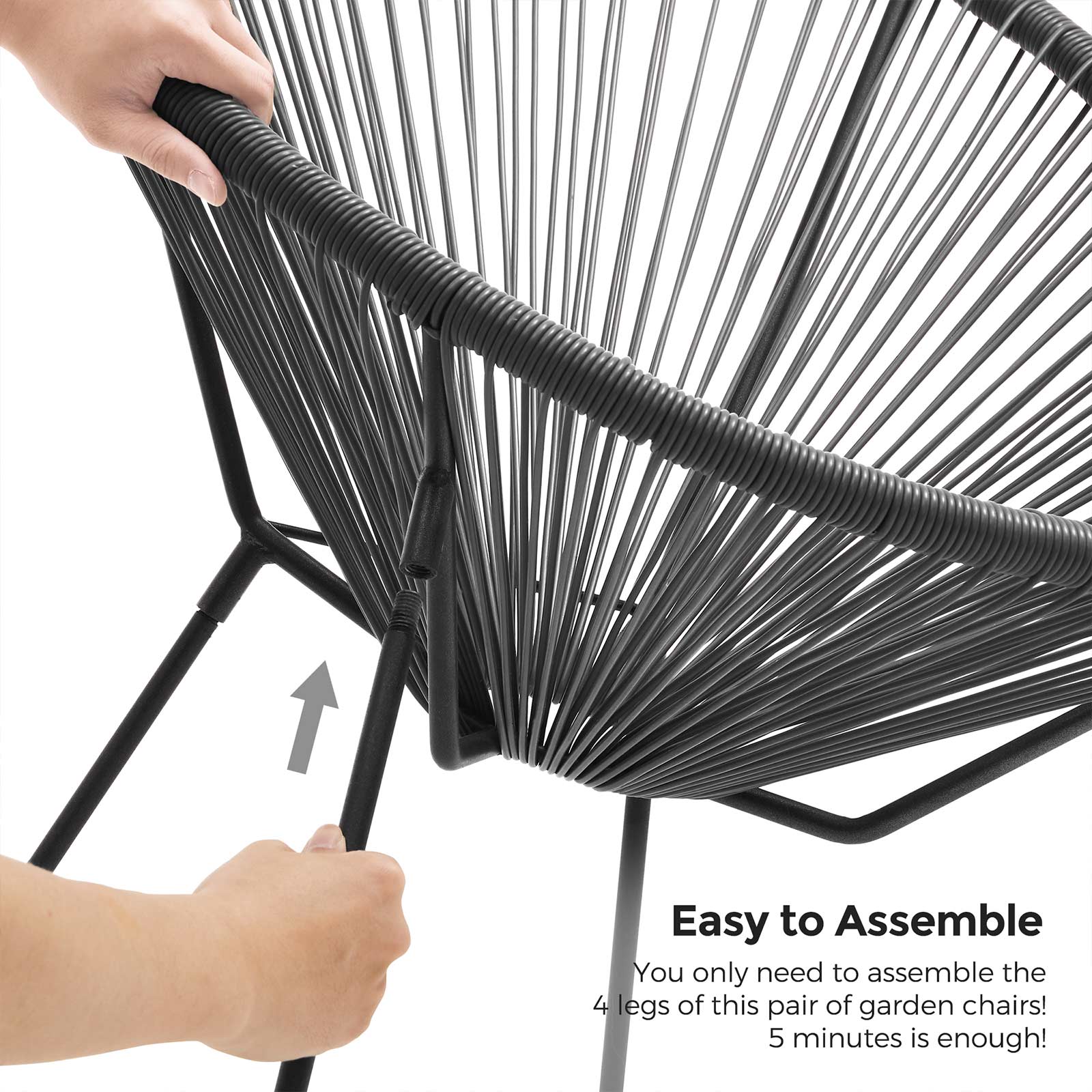 Gray 3Piece Outdoor Acapulco Chair