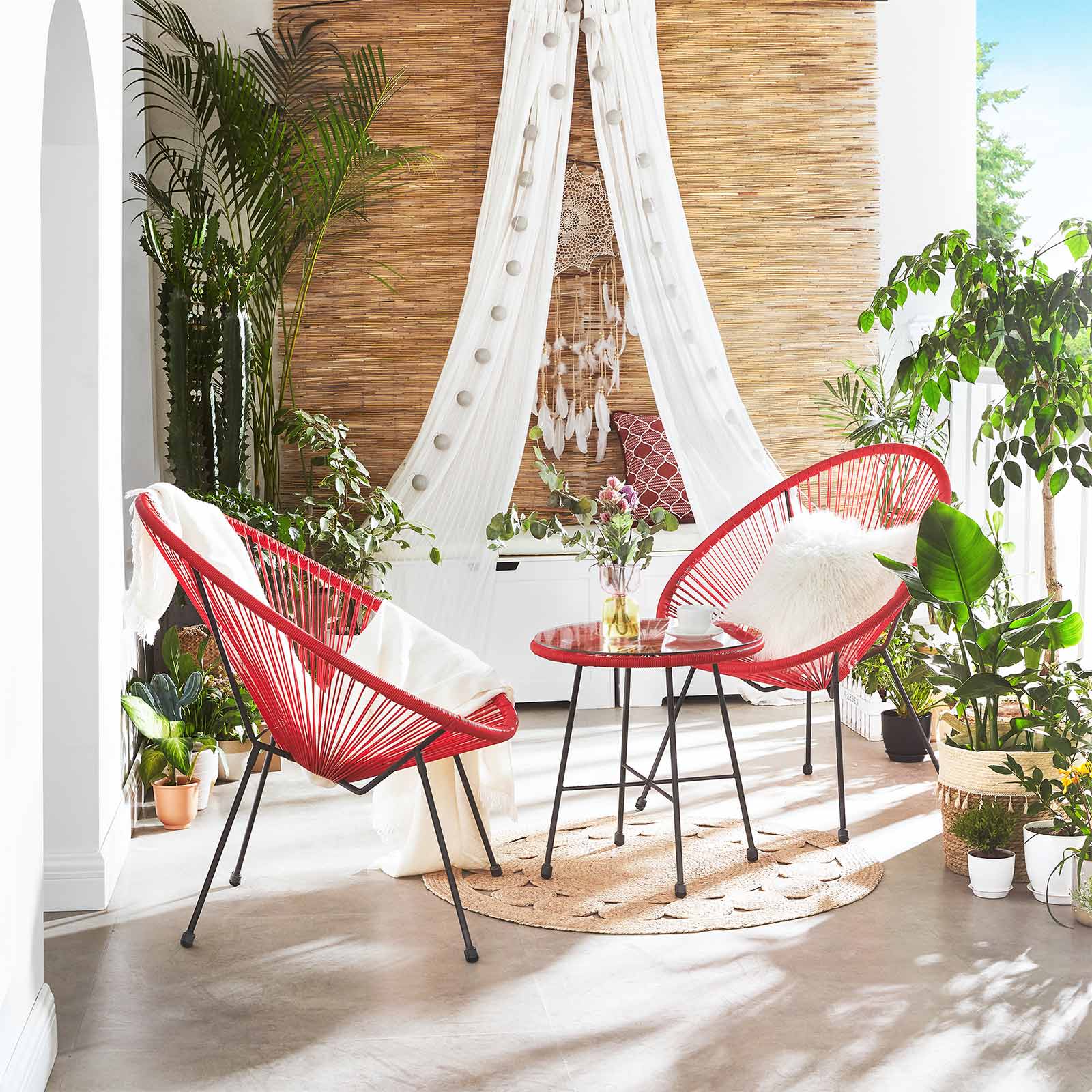 Red 3Piece Outdoor Acapulco Chair