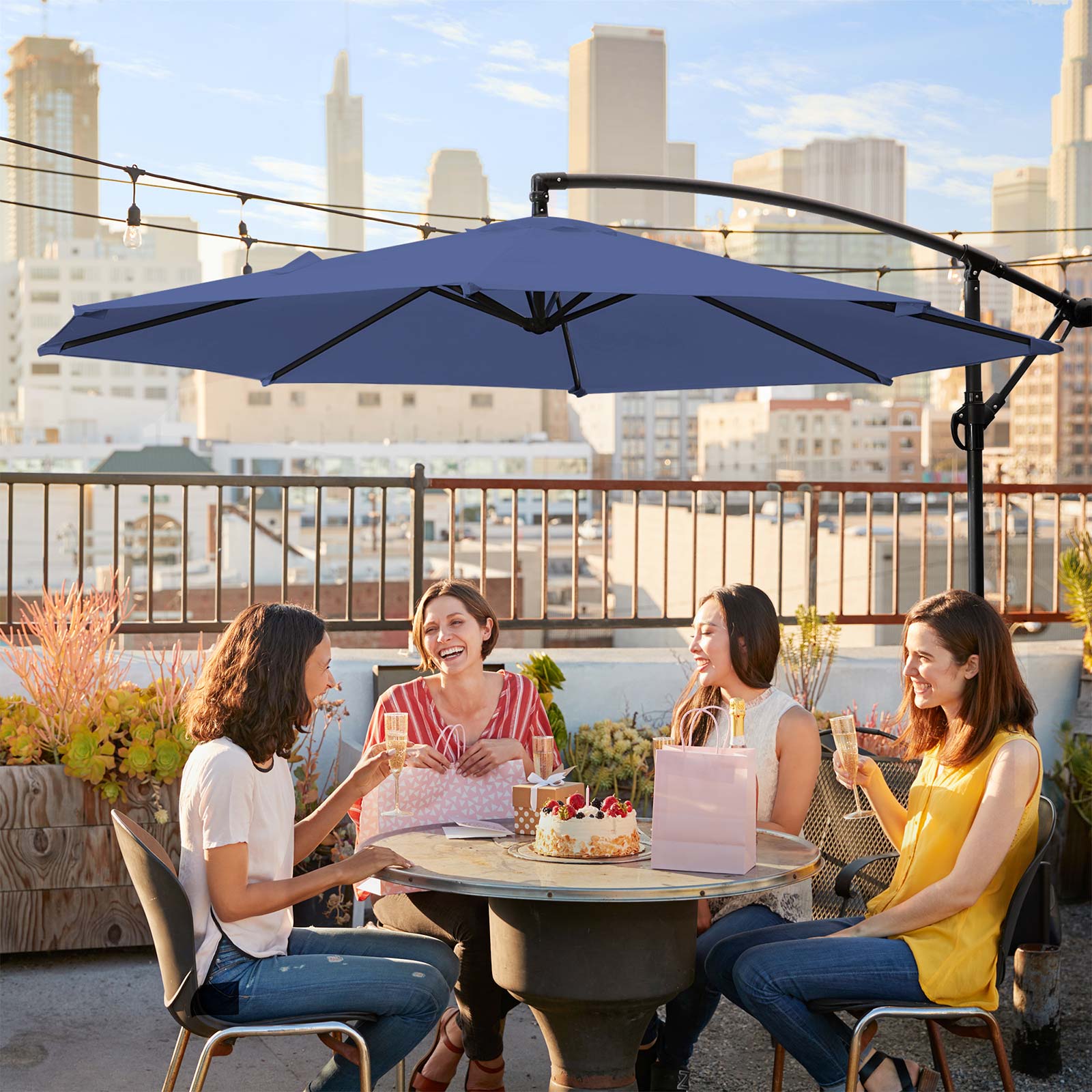 SONGMICS Outdoor Umbrella, 10 ft Cantilever Umbrella, Standing Offset