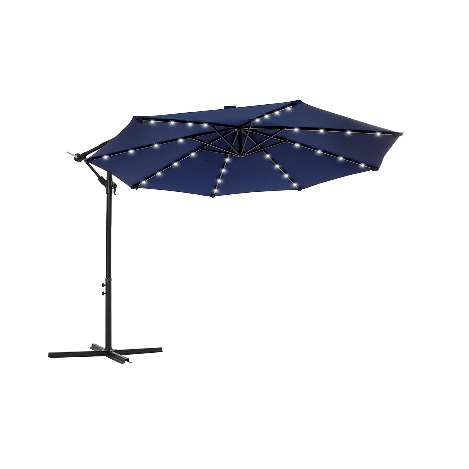 SONGMICS Outdoor Umbrella with SolarPowered LED Lights, 10 ft